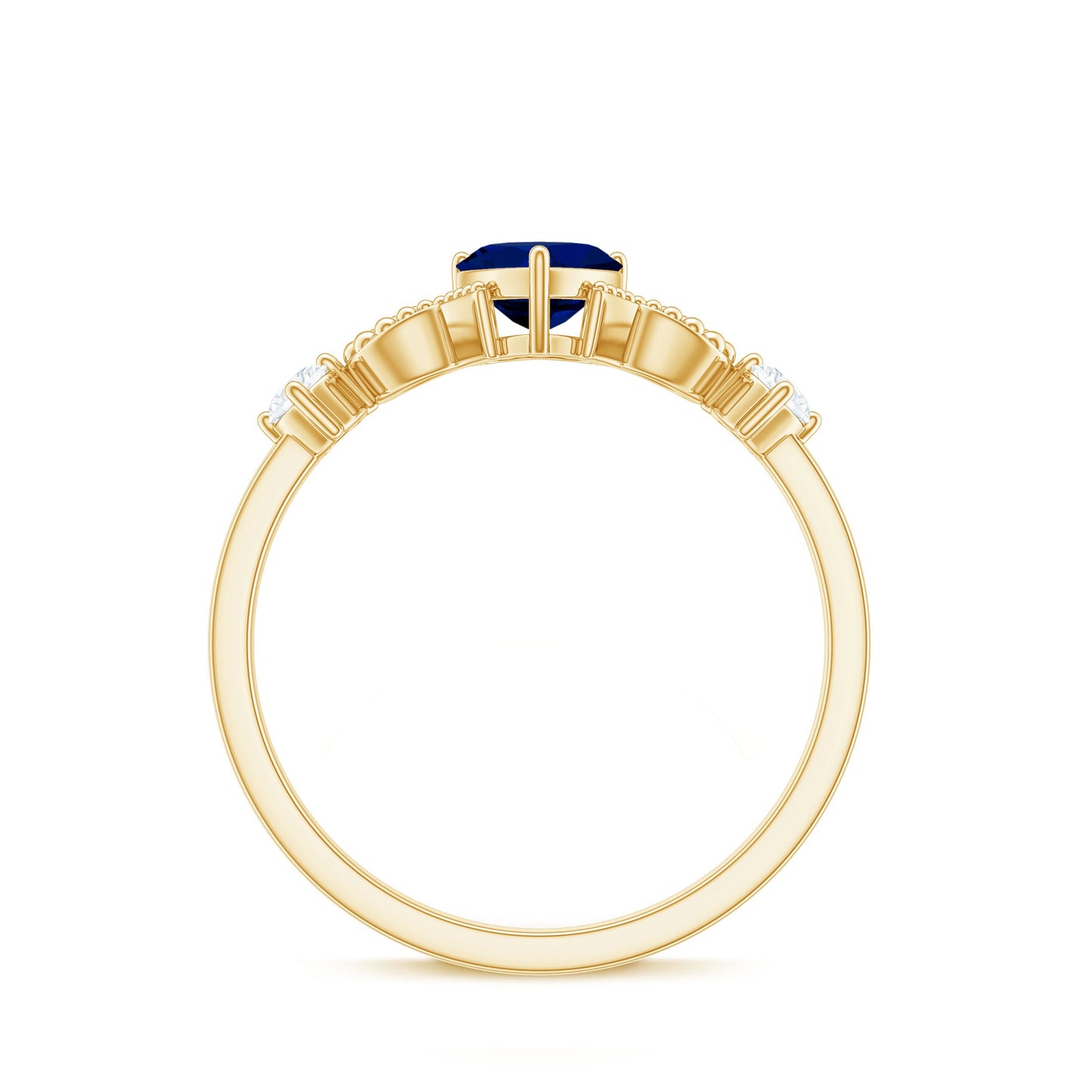 Natural 0.6 Carat Blue Sapphire Heart Promise Ring with Diamond