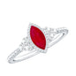 Vintage Style 0.75 Carat Ruby Marquise Engagement Ring with Diamond Trio