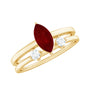 Certified Marquise Ruby Solitaire Wedding Ring Set with Diamond