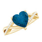 London Blue Topaz and Diamond Heart Engagement Ring in Crossover Band