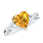Natural 2 Carat Citrine Heart Engagement Ring with Diamond Crossover Shank