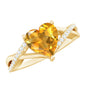 Natural 2 Carat Citrine Heart Engagement Ring with Diamond Crossover Shank