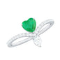 Designer Emerald Heart Engagement Ring with Diamond