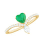 Designer Emerald Heart Engagement Ring with Diamond