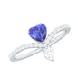Certified Real Heart Shape Tanzanite Chevron Engagement Ring with Diamond