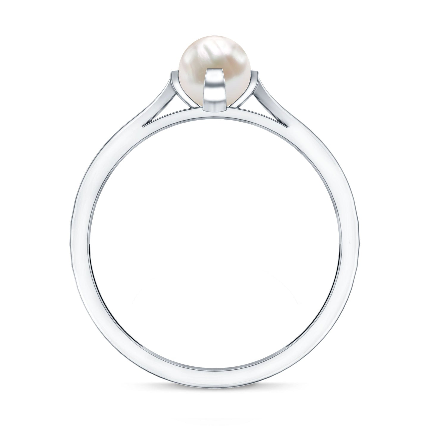 Cultured 2 Carat Freshwater Pearl Solitaire Promise Ring with Diamond