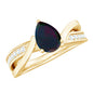 Pear Cut Solitaire Black Opal and Diamond Infinity Engagement Ring
