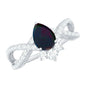 Designer Black Opal Teardrop Crossover Ring with Diamond
