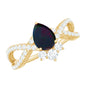 Designer Black Opal Teardrop Crossover Ring with Diamond