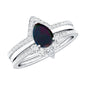 Natural Black Opal Bridal Ring Set With Moissanite
