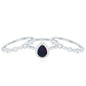 0.7 Carat Pear Cut Black Opal Trio Wedding Ring Set with Moissanite