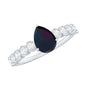 Pear Cut Black Opal and Diamond Side Stone Engagement Ring
