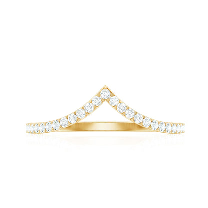 Moissanite Chevron Wedding Ring with Certificate