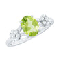 1 Carat Oval Cut Peridot Flower Engagement Ring with Diamonds