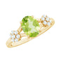 1 Carat Oval Cut Peridot Flower Engagement Ring with Diamonds