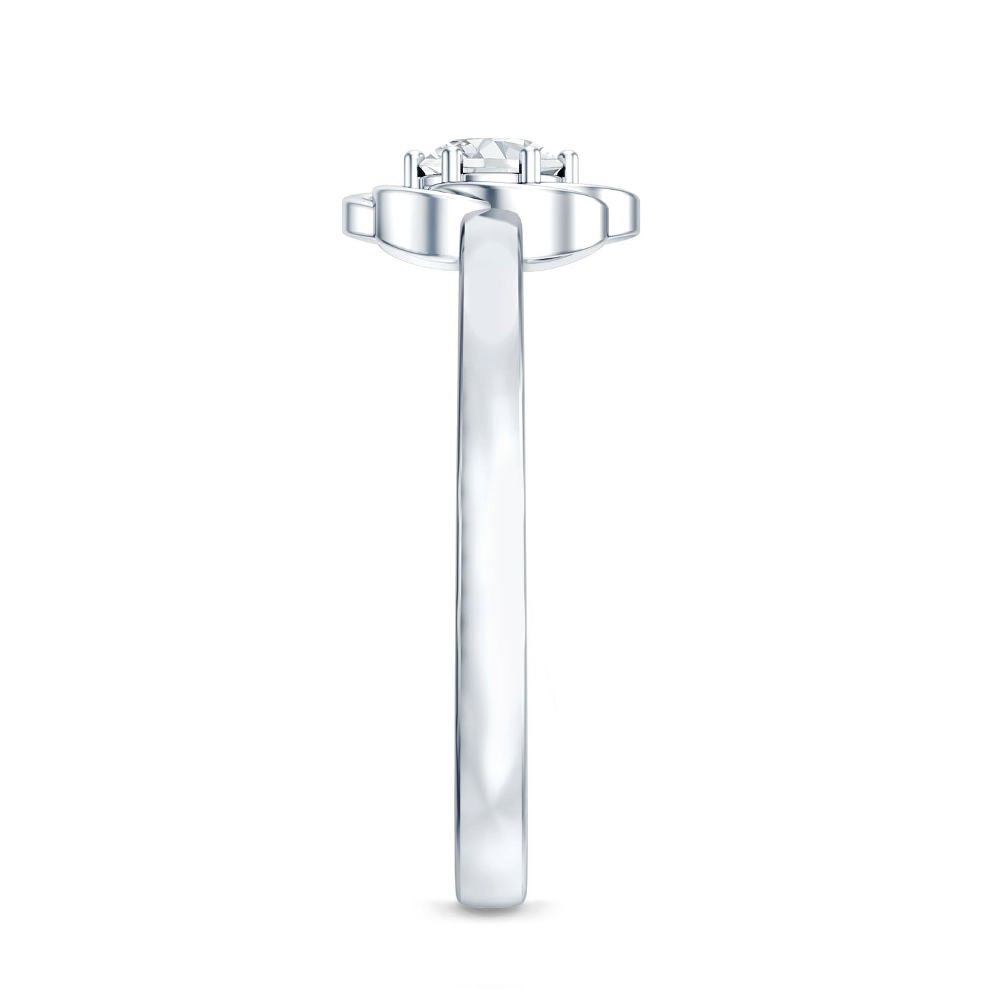 Solitaire Lab Grown Diamond Flower Promise Ring with Certificate