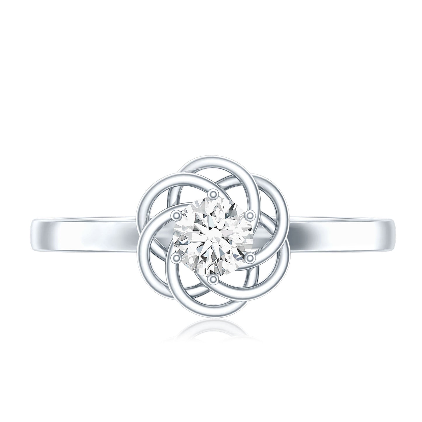 Solitaire Lab Grown Diamond Flower Promise Ring with Certificate