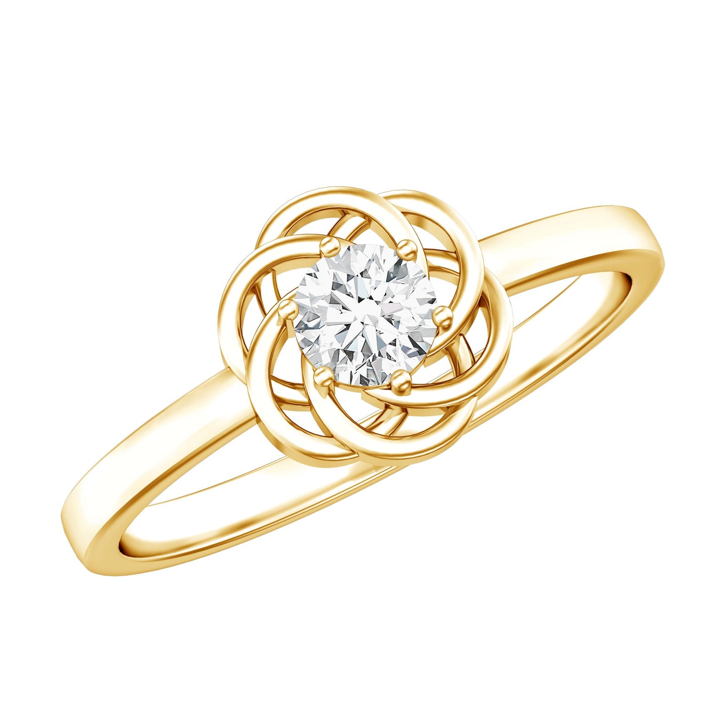 Solitaire Lab Grown Diamond Flower Promise Ring with Certificate