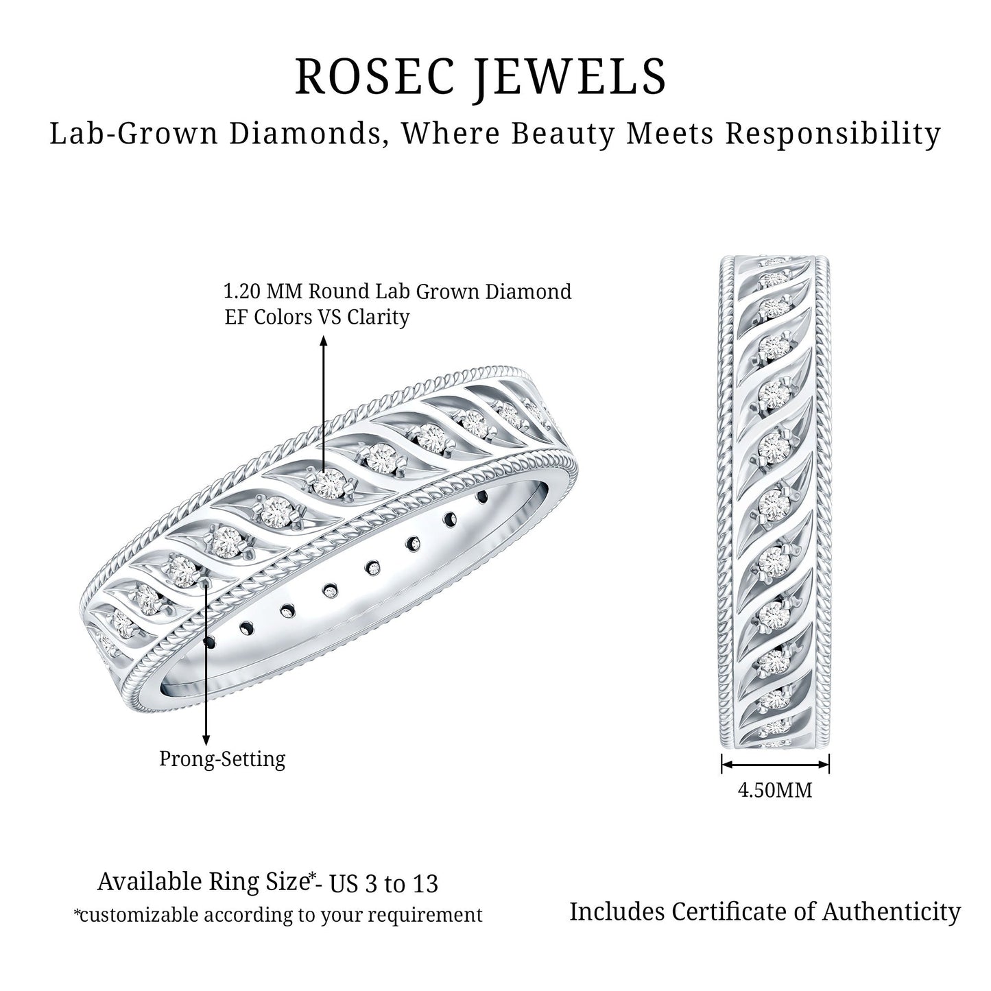 Lab Grown Diamond Designer Wedding Band Ring