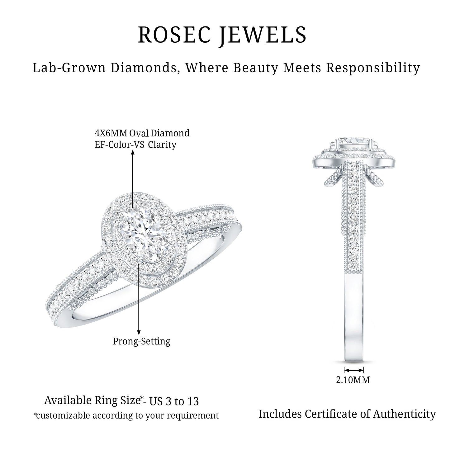 Vintage Inspired Lab Grown Diamond Double Halo Engagement Ring