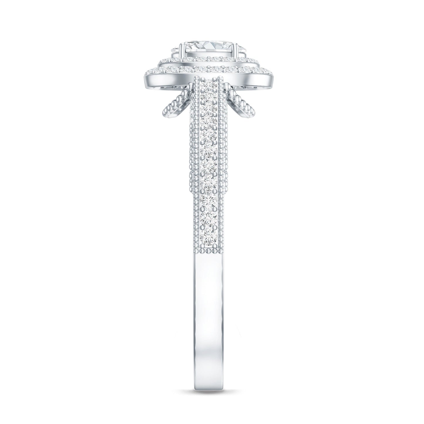 Vintage Inspired Lab Grown Diamond Double Halo Engagement Ring