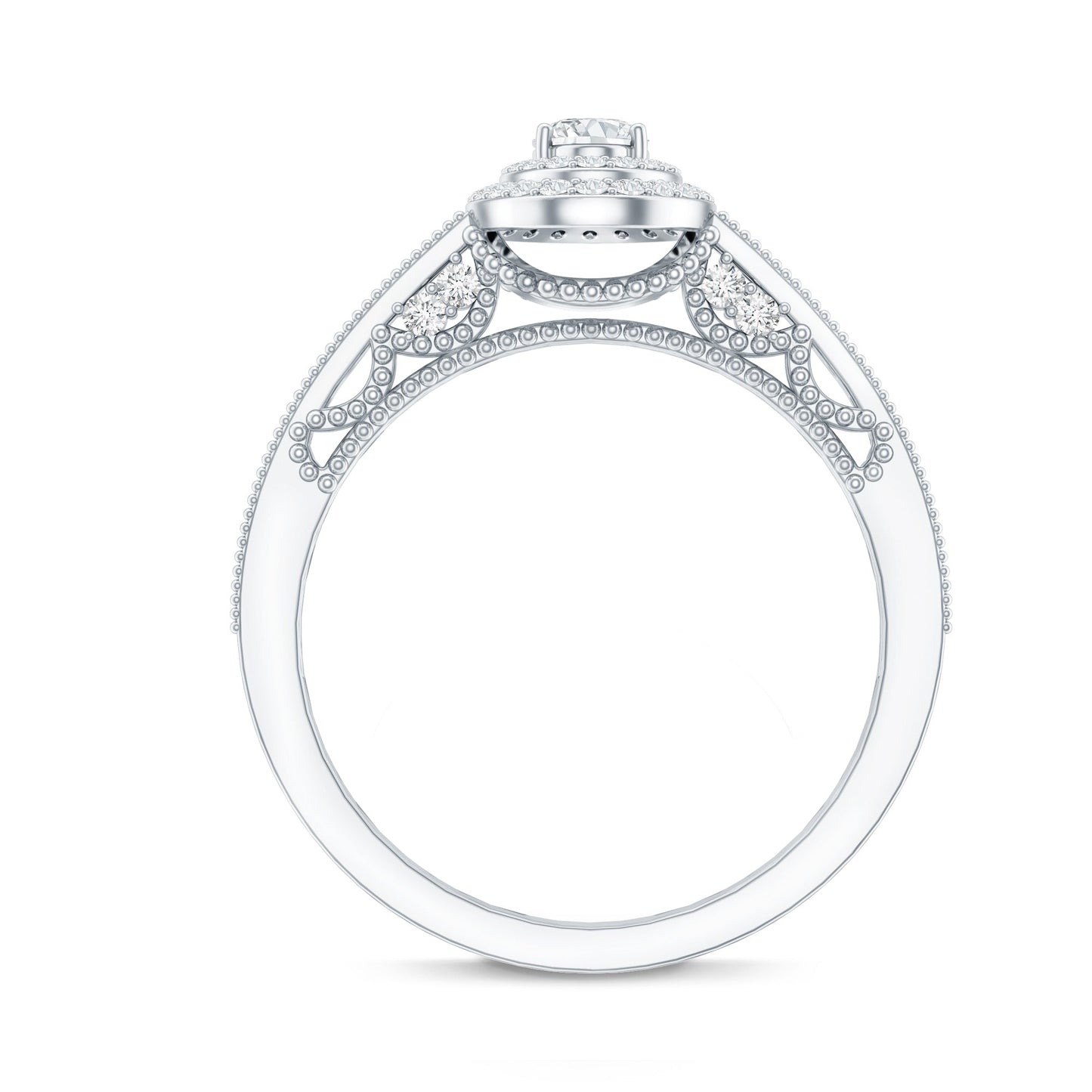Vintage Inspired Lab Grown Diamond Double Halo Engagement Ring