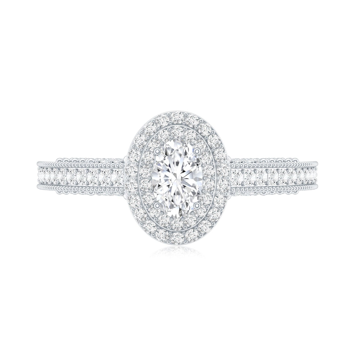 Vintage Inspired Lab Grown Diamond Double Halo Engagement Ring