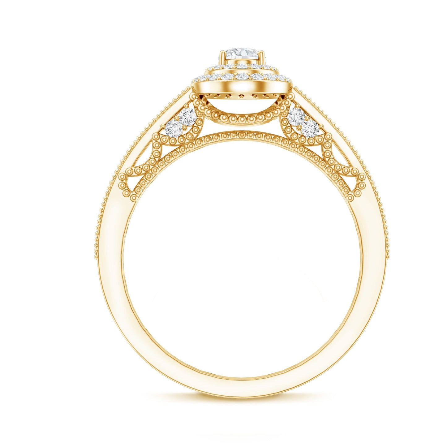 Vintage Inspired Lab Grown Diamond Double Halo Engagement Ring