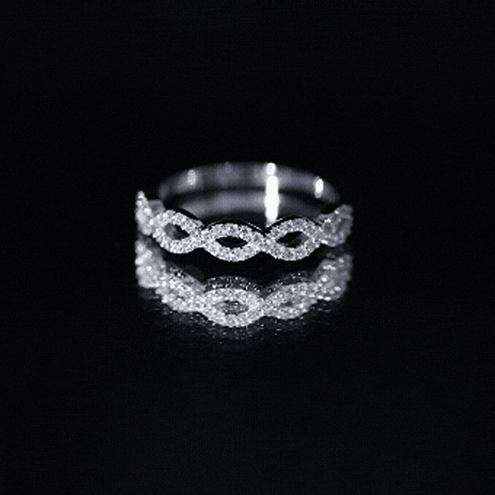 Pave Set Lab Grown Diamond Infinity Wedding Band
