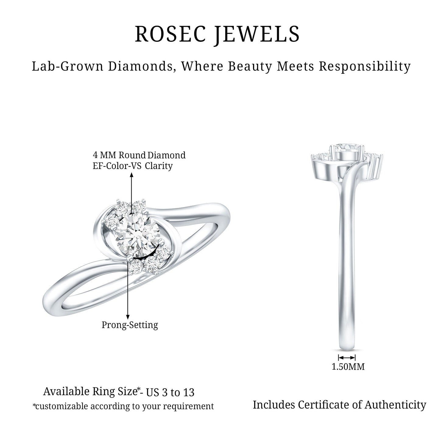 Brilliant Cut Certified Lab Grown Diamond Promise Ring For Her