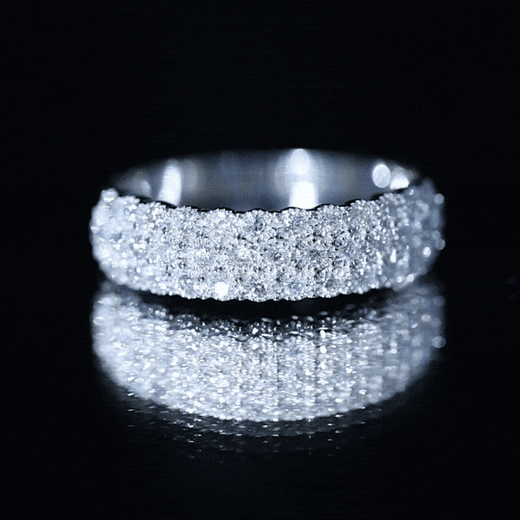 3 Row Lab Grown Diamond Wide Wedding Band with Certificate