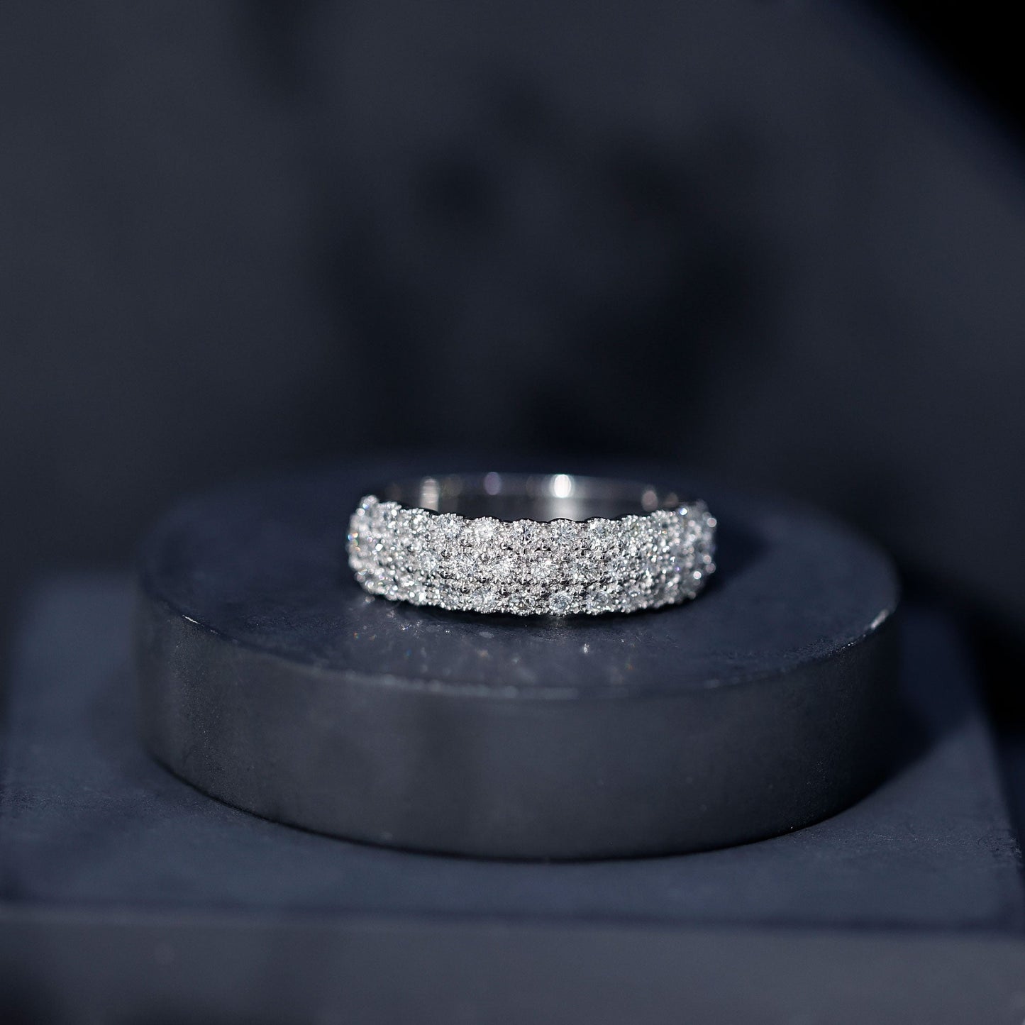 3 Row Lab Grown Diamond Wide Wedding Band with Certificate