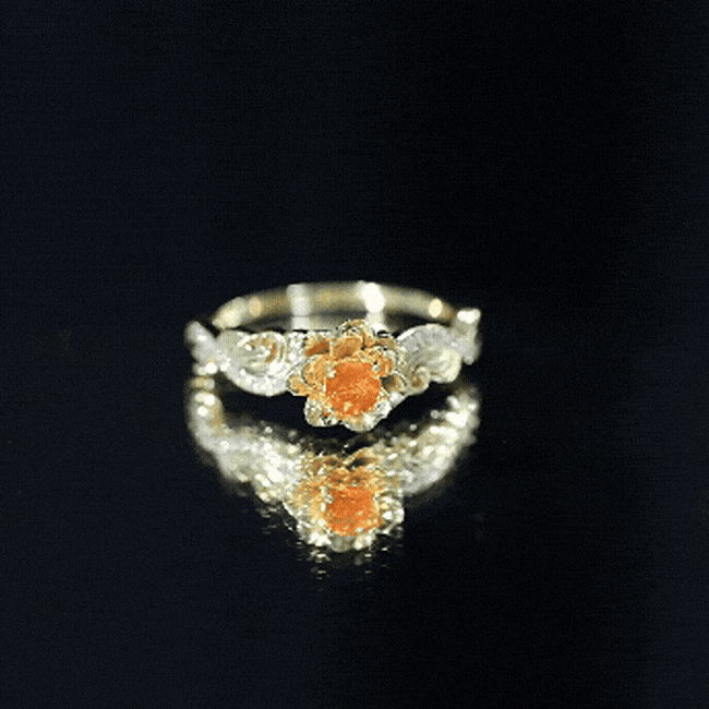 Genuine Citrine Rose Engagement Ring with Diamonds