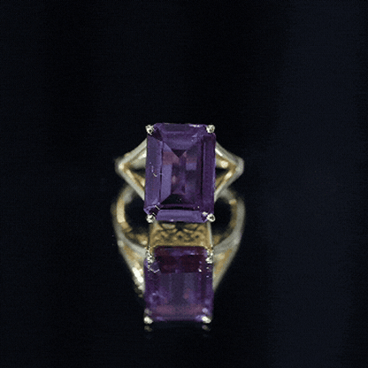 8 Carat Lab Grown Alexandrite Emerald Cut Engagement Ring