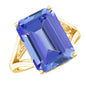 8 Carat Lab Created Tanzanite Emerald Cut Engagement Ring with Split Shank