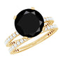 Certified 4.5 Carat Lab Grown Black and White Diamond Wedding Ring Set in Gold Plated Silver
