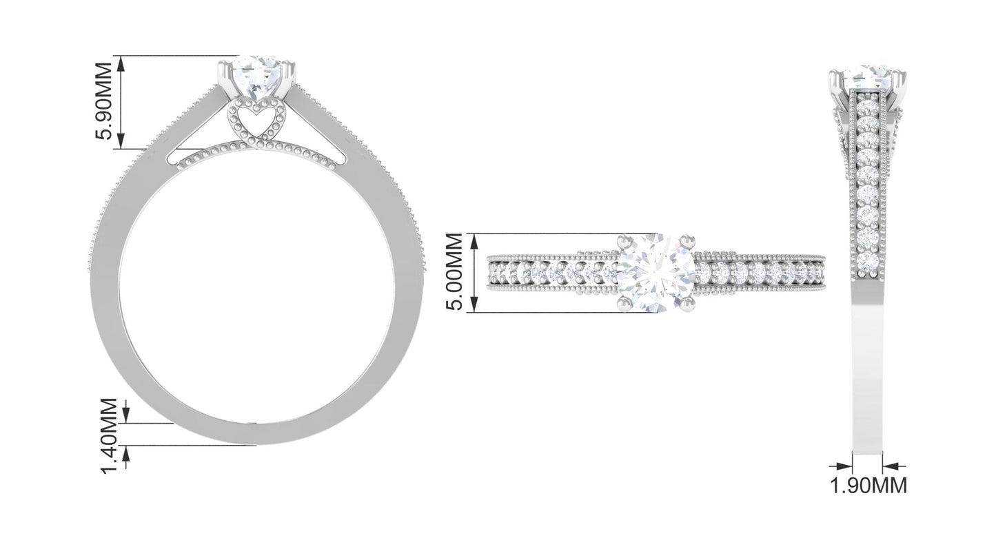 Natural Diamond Promise Ring with Hidden Heart