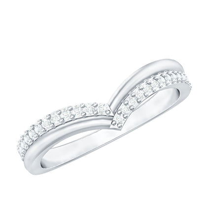 Pave Set Round Cut Natural Diamond Chevron Ring