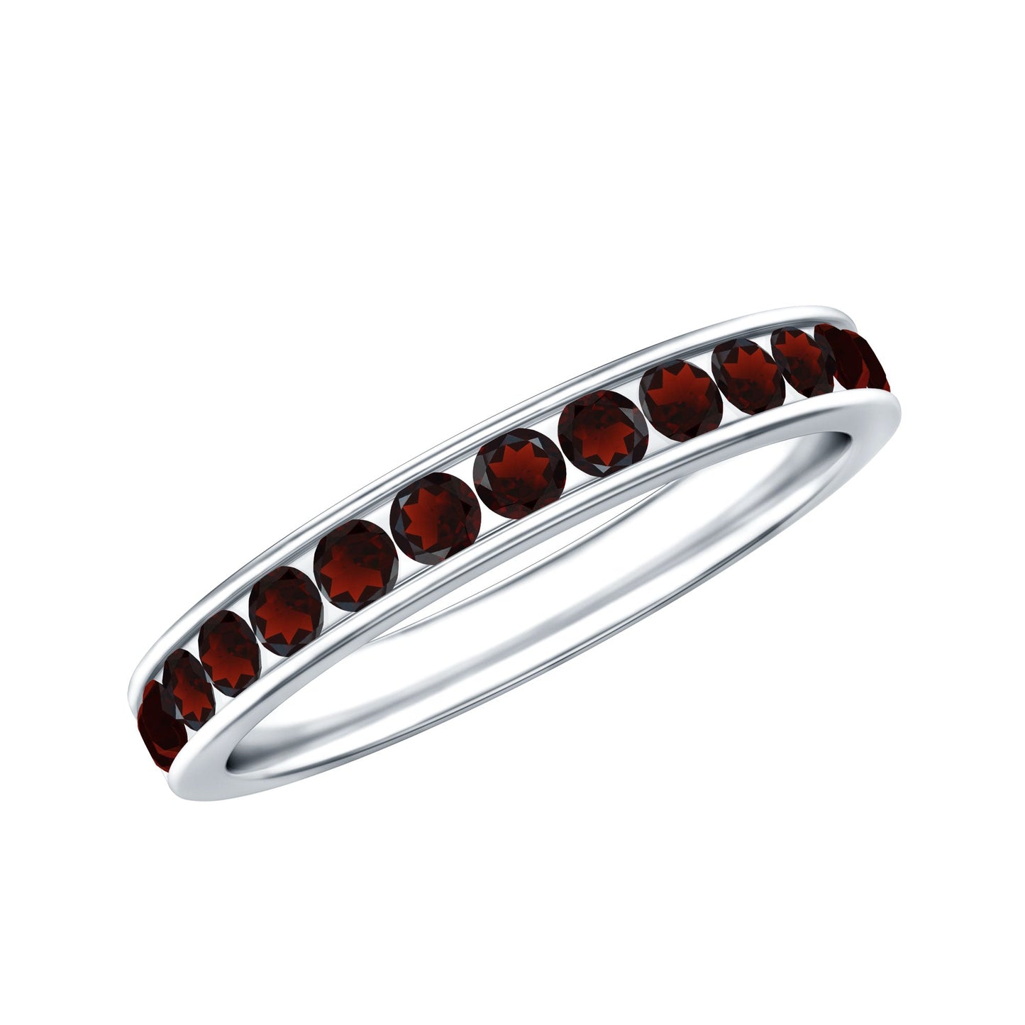 Certified Real Garnet Half Eternity Ring in Channel Setting