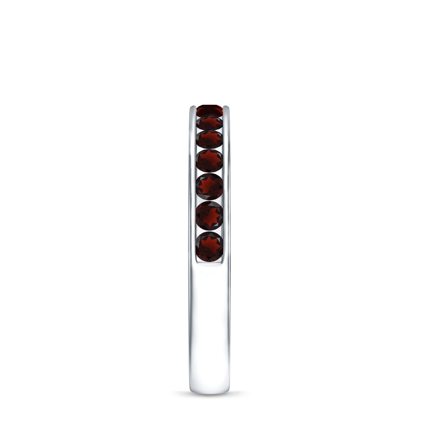 Certified Real Garnet Half Eternity Ring in Channel Setting