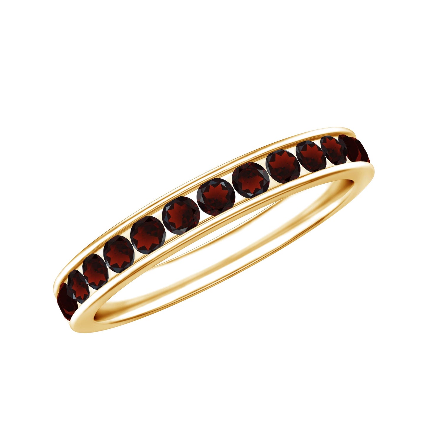 Certified Real Garnet Half Eternity Ring in Channel Setting