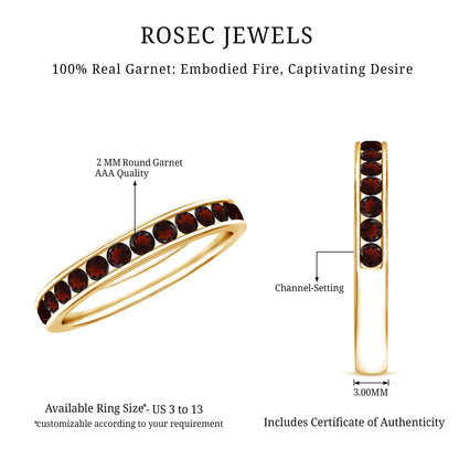 Certified Real Garnet Half Eternity Ring in Channel Setting