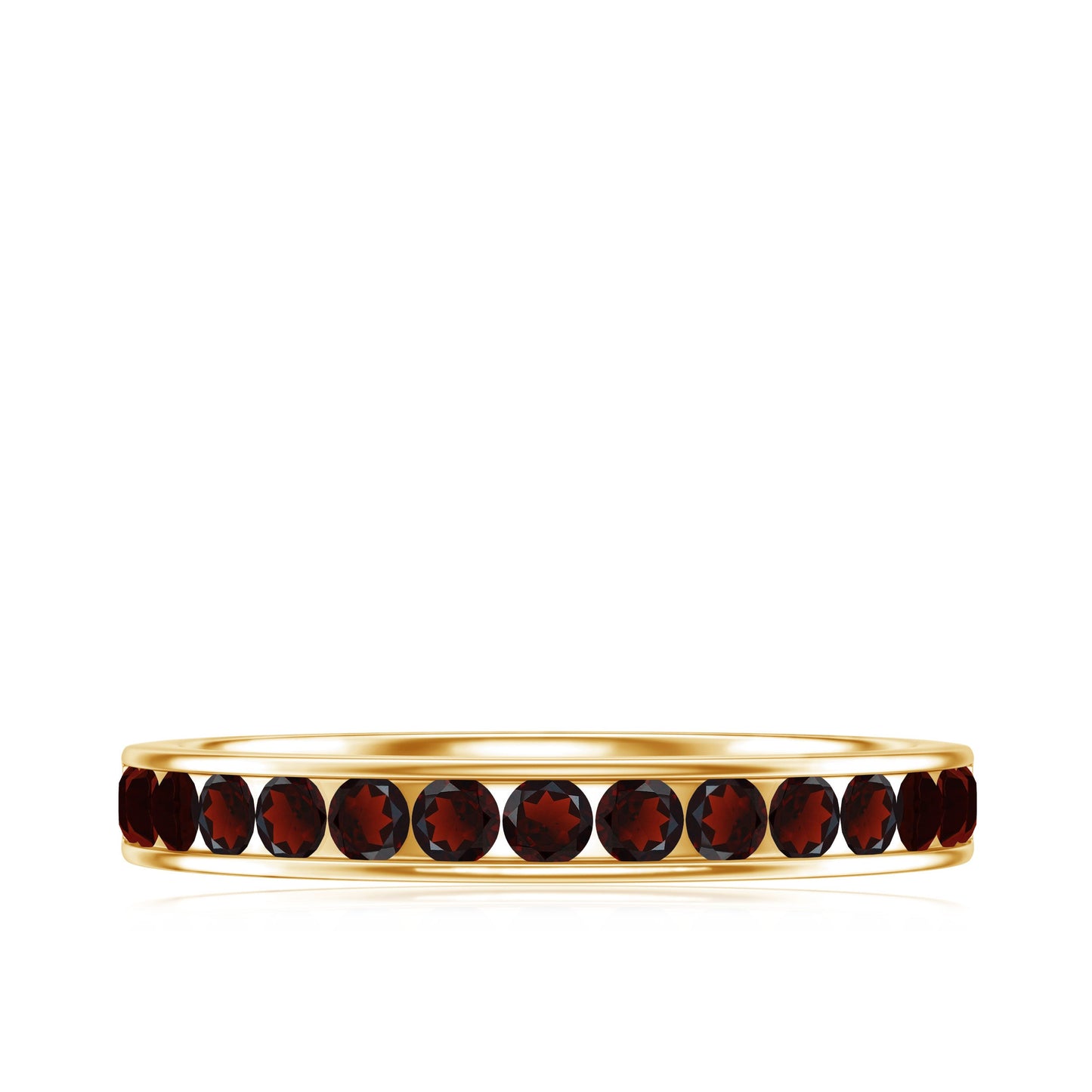 Certified Real Garnet Half Eternity Ring in Channel Setting