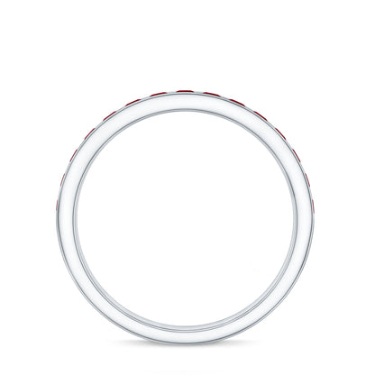 Natural Ruby Half Eternity Anniversary Ring in Channel Set
