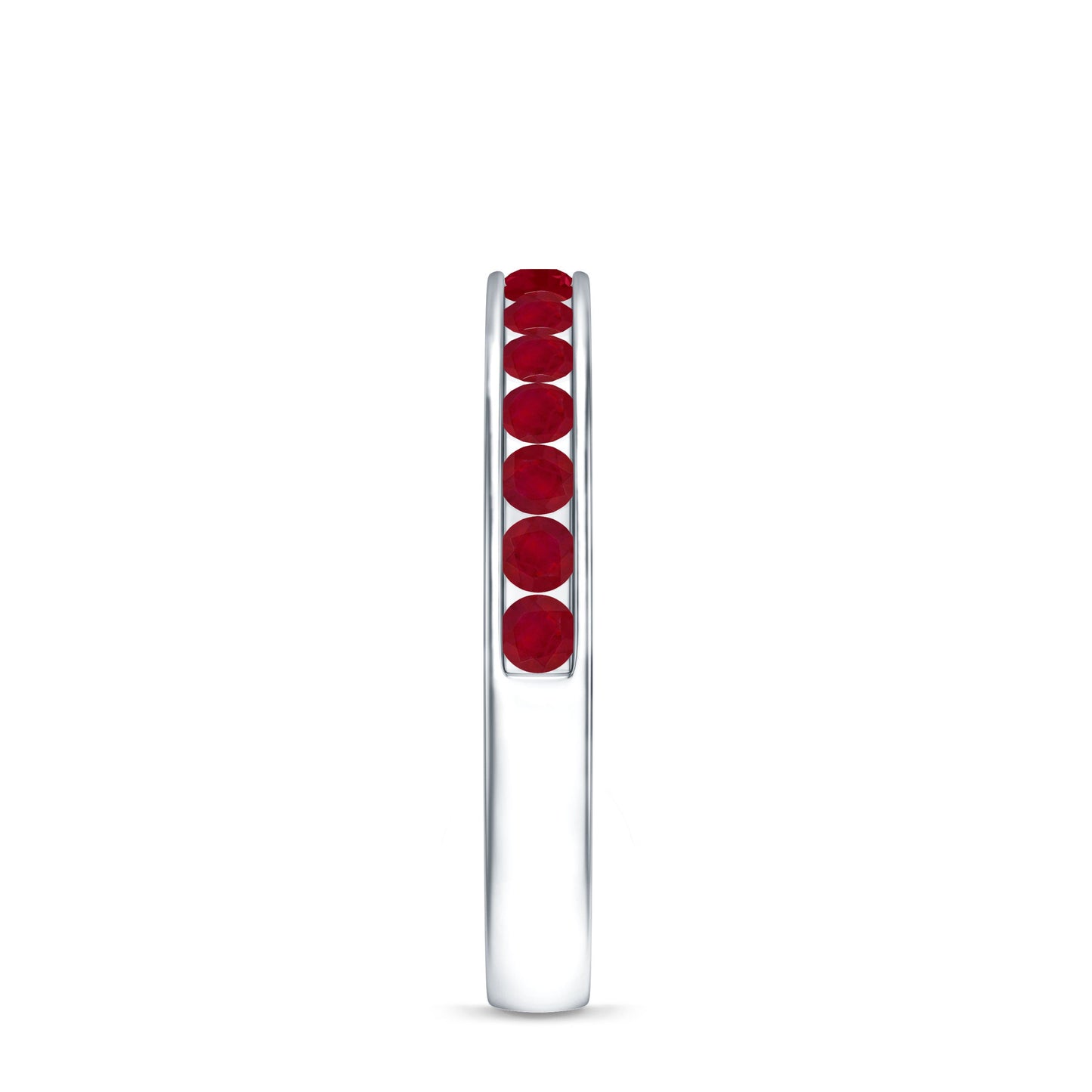 Natural Ruby Half Eternity Anniversary Ring in Channel Set