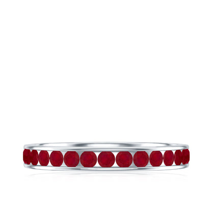 Natural Ruby Half Eternity Anniversary Ring in Channel Set