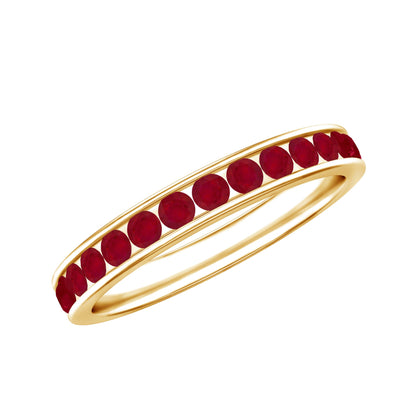 Natural Ruby Half Eternity Anniversary Ring in Channel Set