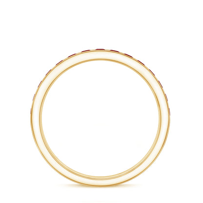 Natural Ruby Half Eternity Anniversary Ring in Channel Set