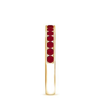 Natural Ruby Half Eternity Anniversary Ring in Channel Set