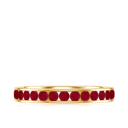 Natural Ruby Half Eternity Anniversary Ring in Channel Set